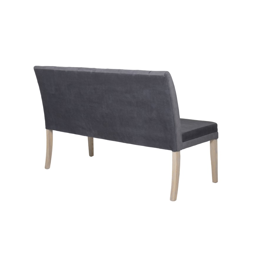 Dark Grey Fabric High Back Dining Bench Piece - Valent