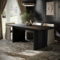 Large Black Oak Extendable Dining Table - Seats 6 - 8 - Wave