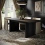 Large Black Oak Extendable Dining Table - Seats 6 - 8 - Wave