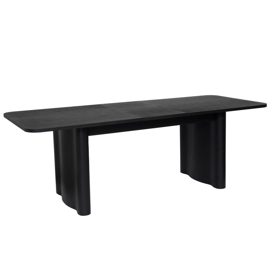 Large Black Oak Extendable Dining Table - Seats 6 - 8 - Wave