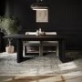 Large Black Oak Extendable Dining Table - Seats 6 - 8 - Wave