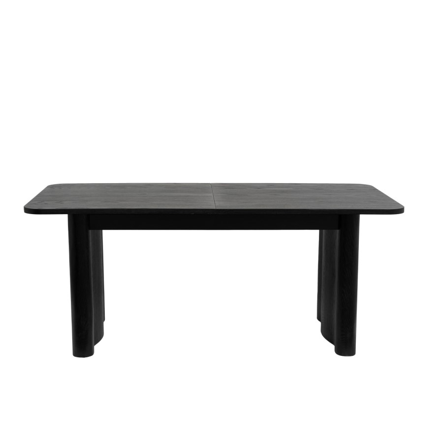 Large Black Oak Extendable Dining Table - Seats 6 - 8 - Wave