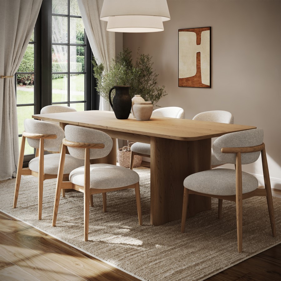 Large Rustic Oak Extendable Dining Table - Seats 6 - 8 - Wave