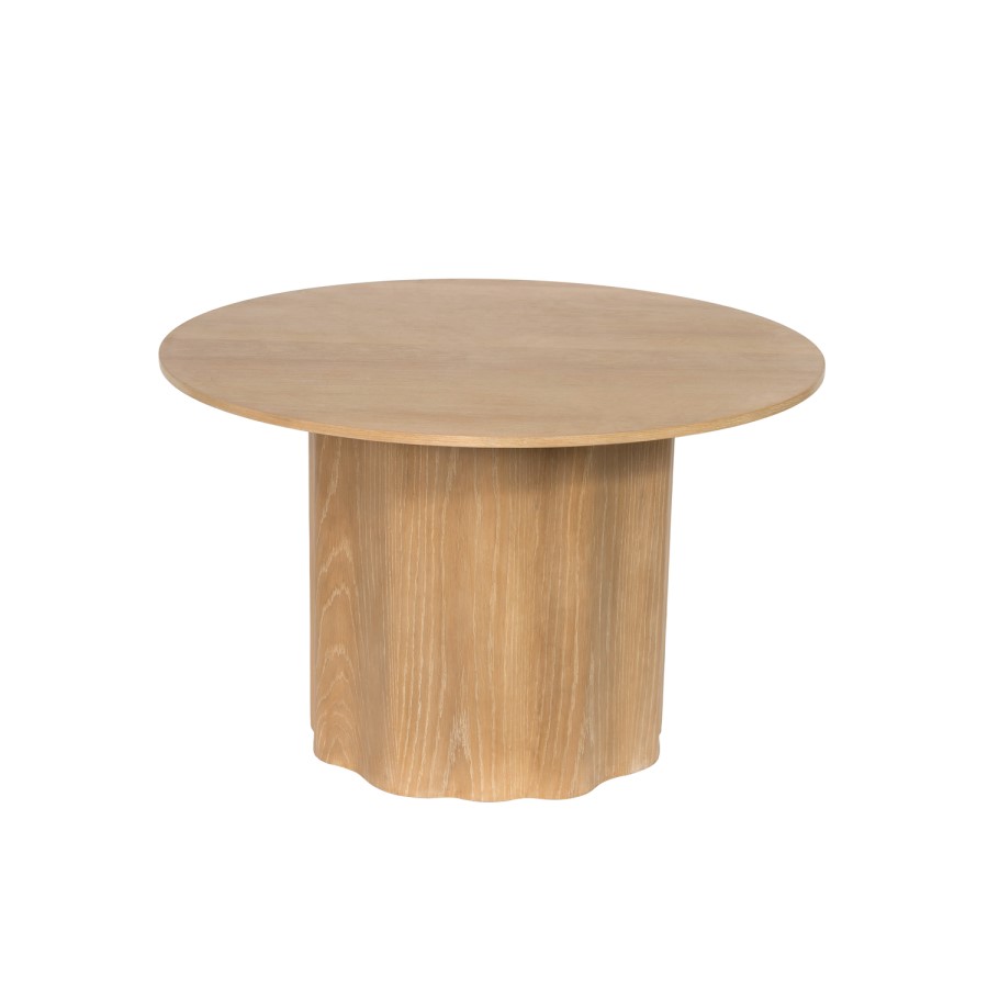 Round Limewash Oak Pedestal Dining Table - Seats 4 - Wave