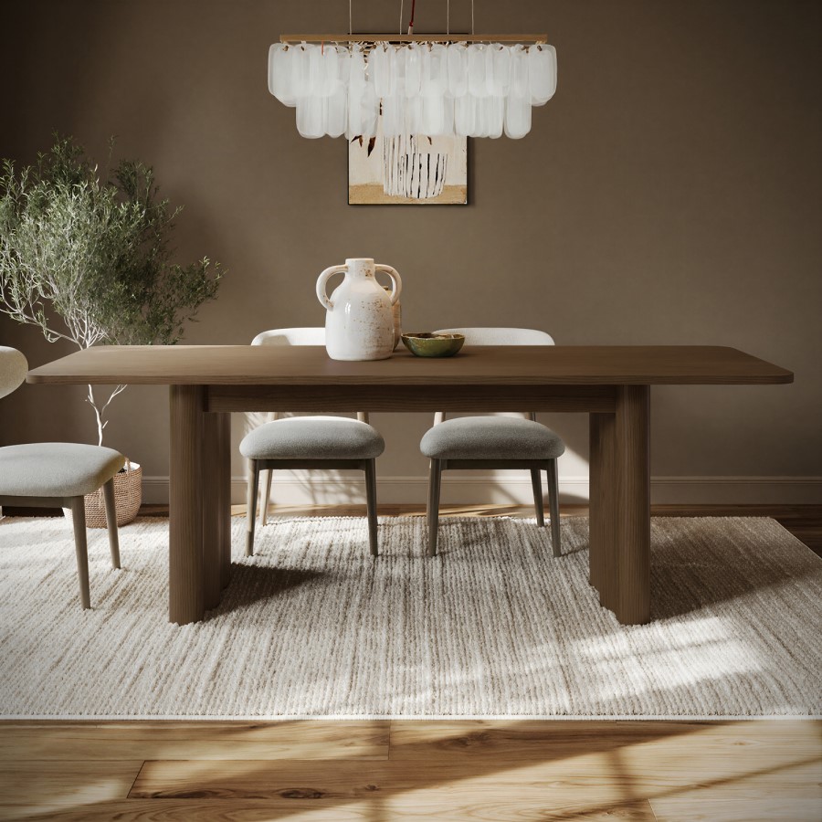 Walnut Finish Extendable 6-8 Seater Dining Table - Wave