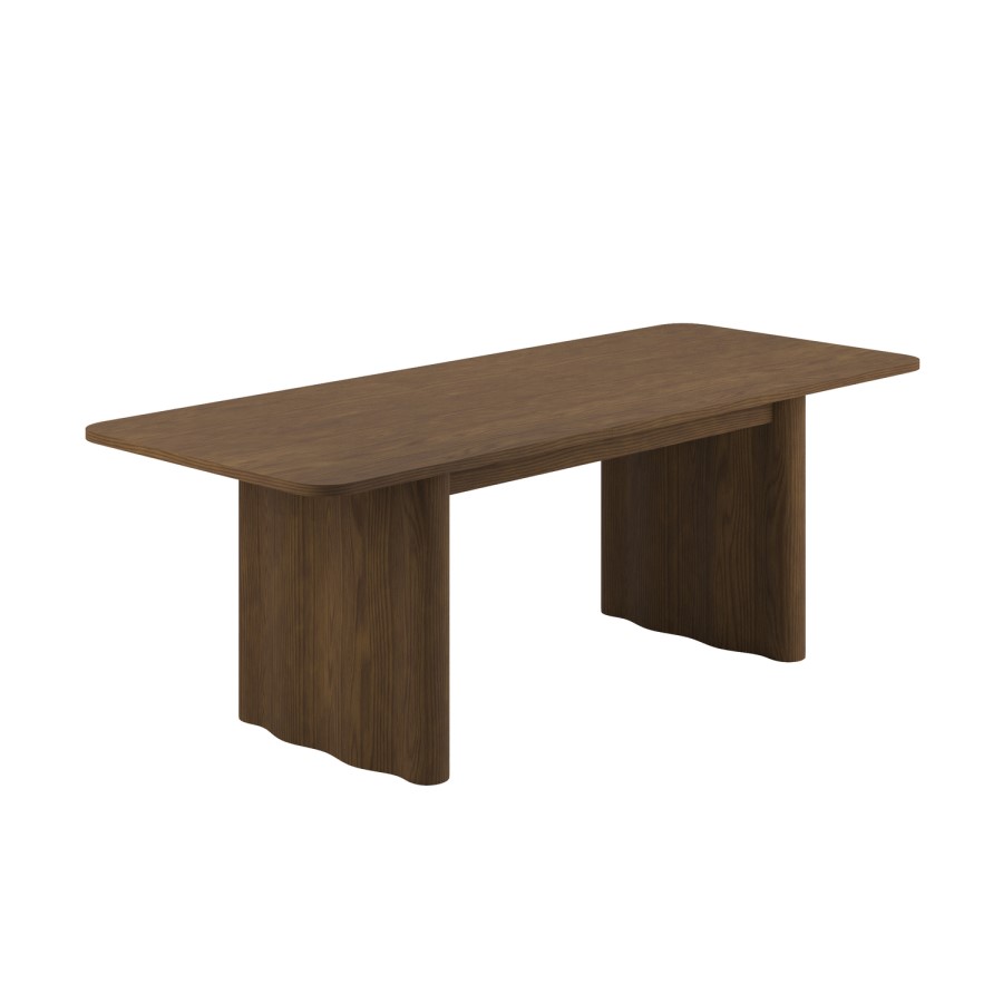 Walnut Finish Extendable 6-8 Seater Dining Table - Wave