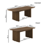 Walnut Finish Extendable 6-8 Seater Dining Table - Wave
