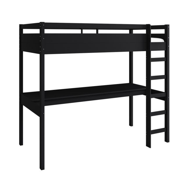 High Sleeper Loft Bed with Desk in Black - Wyatt