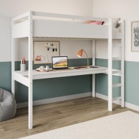 Highsleeper Loft Bed With Desk In White - Wyatt