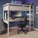WAT002 High Sleeper Loft Gaming Bed with Desk in White - Wyatt