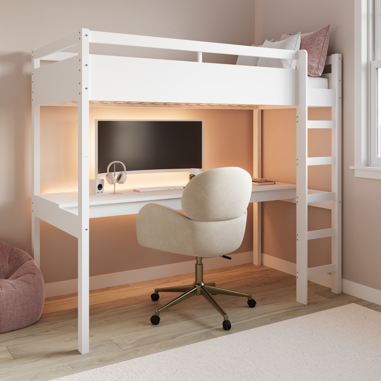 High Sleeper Loft Gaming Bed Desk
