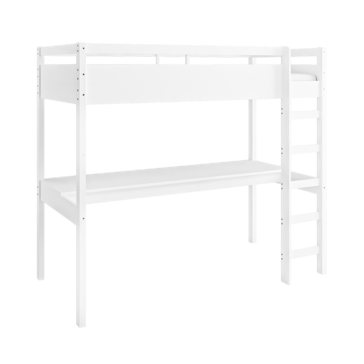 High Sleeper Loft Bed with Desk in White - Wyatt