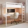 High Sleeper Loft Gaming Bed with Desk in White - Wyatt