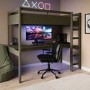 High Sleeper Loft Gaming Bed with Desk in Dark Olive Green - Wyatt