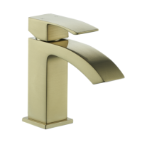 Brushed Brass Cloakroom Mono Basin Mixer Tap - Wave