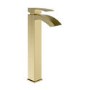 Brushed Brass Tall Mono Basin Mixer Tap - Wave