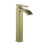 Brushed Brass Tall Mono Basin Mixer Tap - Wave