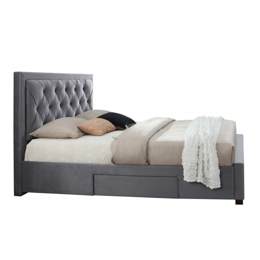 Birlea Woodbury King Size Upholstered Grey Ottoman Bed 
