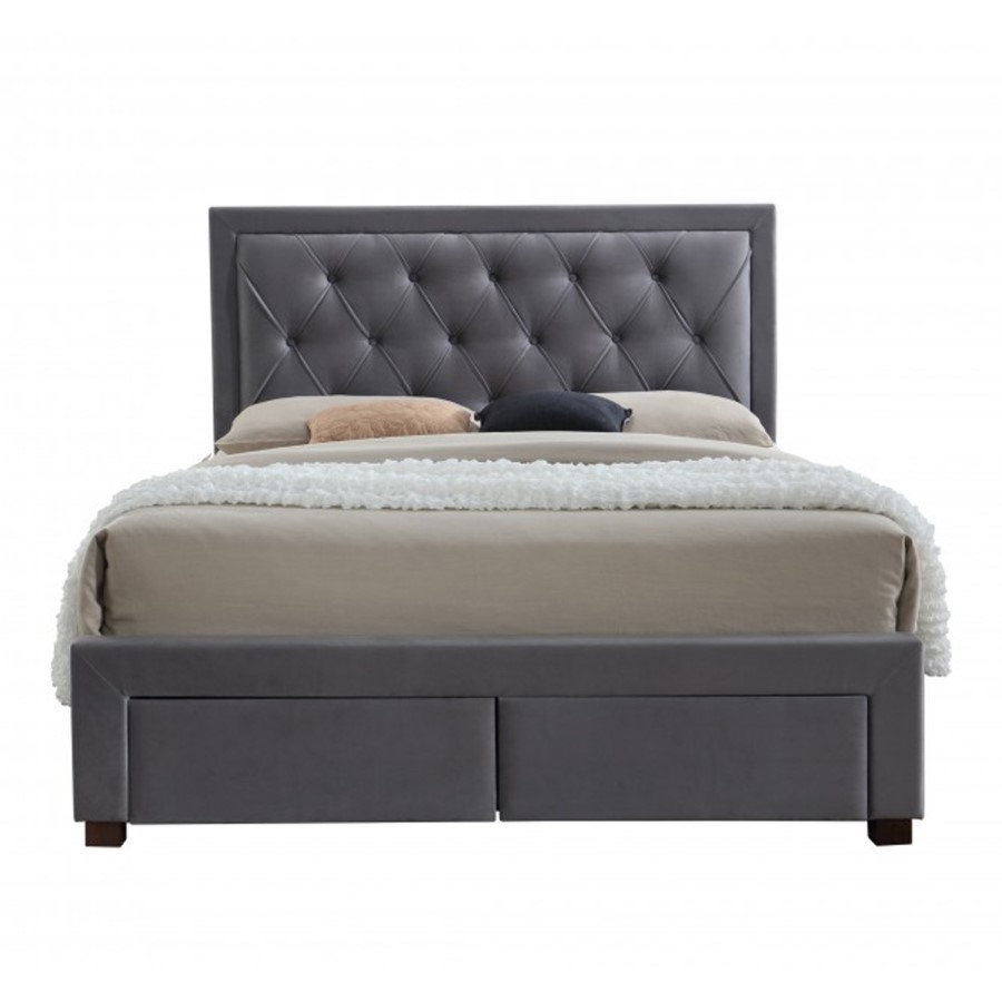 Birlea Woodbury King Size Upholstered Grey Ottoman Bed 