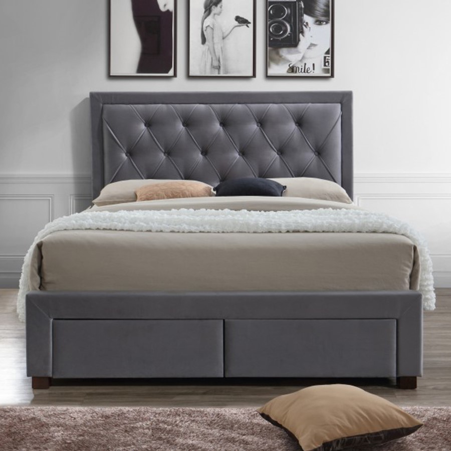 Birlea Woodbury King Size Upholstered Grey Ottoman Bed