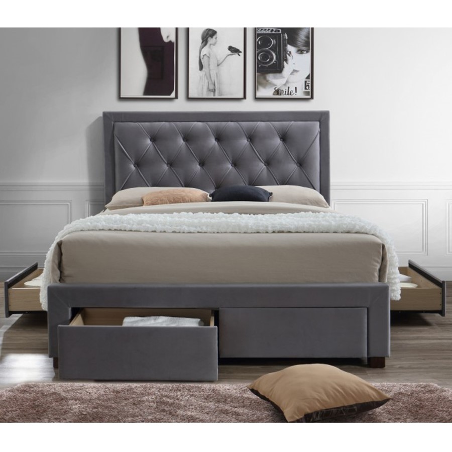 Birlea Woodbury King Size Upholstered Grey Ottoman Bed 
