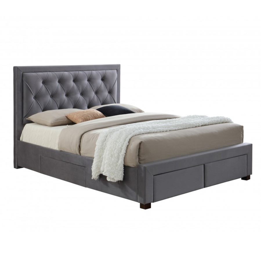 Birlea Woodbury King Size Upholstered Grey Ottoman Bed 