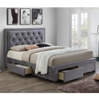 Birlea Woodbury Super King Upholstered Grey Ottoman Bed 