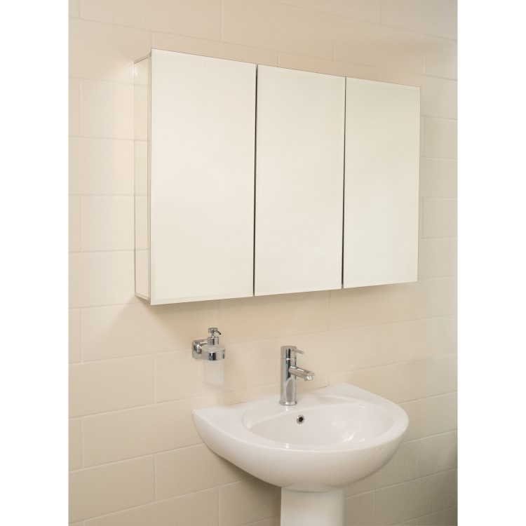 Croydex Chrome 3 Door Mirrored Bathroom Cabinet 914 x 660mm