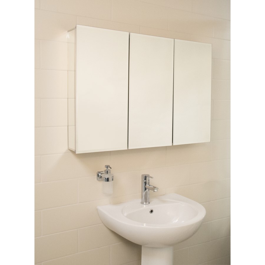 Croydex Chrome 3 Door Mirrored Bathroom Cabinet 914 x 660mm