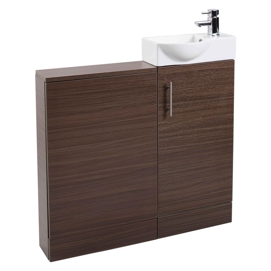 Walnut Slimline WC Toilet Unit - Without Toilet - W490 x H780mm