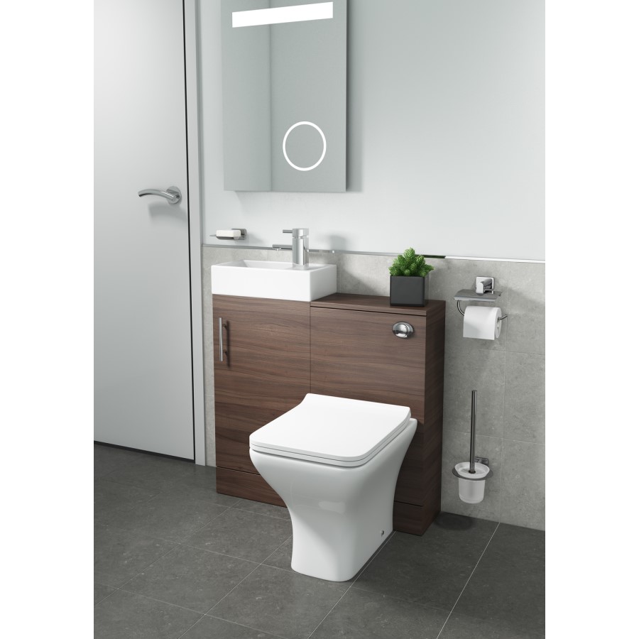 Walnut Slimline WC Toilet Unit - Without Toilet - W490 x H780mm