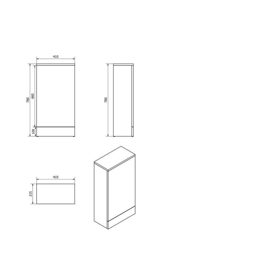 Oak WC Toilet Unit - Without Toilet - W410 x D780mm