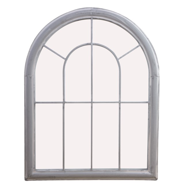 Arched Grey Garden Window Mirror