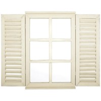 GRADE A2 - Cream Garden Mirror with Shutters