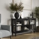 WESBLASID Large Black Sideboard with 3 Glass Doors - Westport