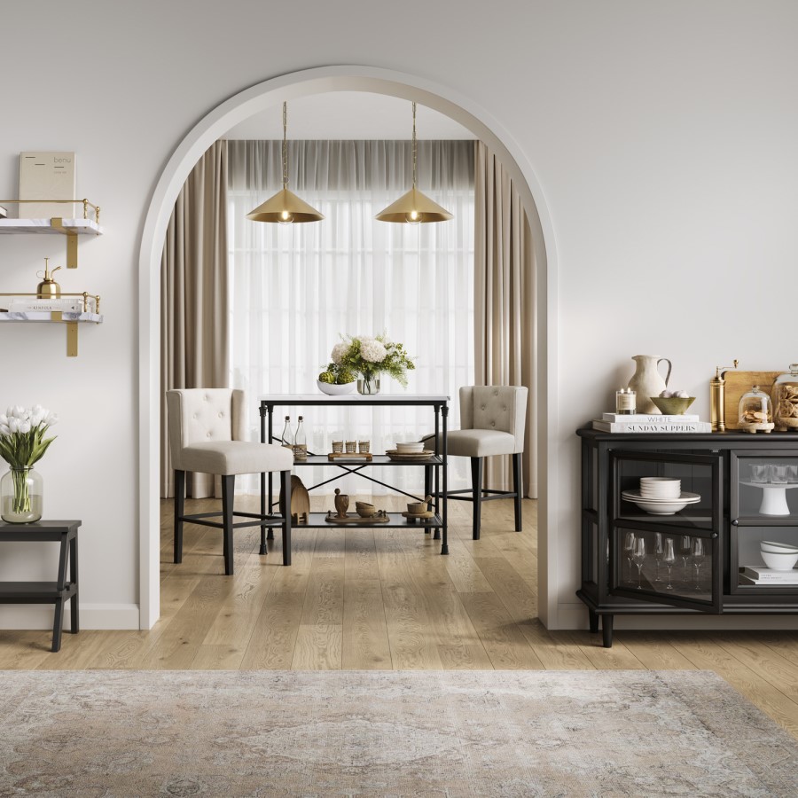 Large Black Sideboard with 3 Glass Doors - Westport