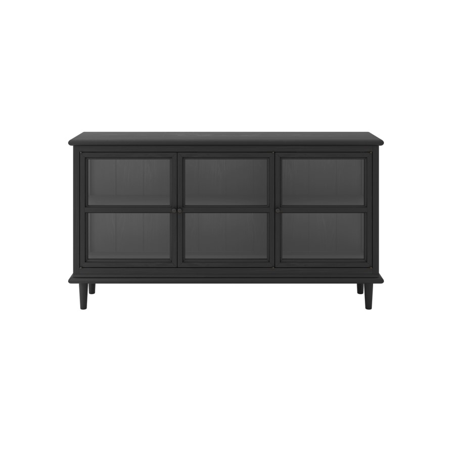 Large Black Sideboard with 3 Glass Doors - Westport - Furniture123