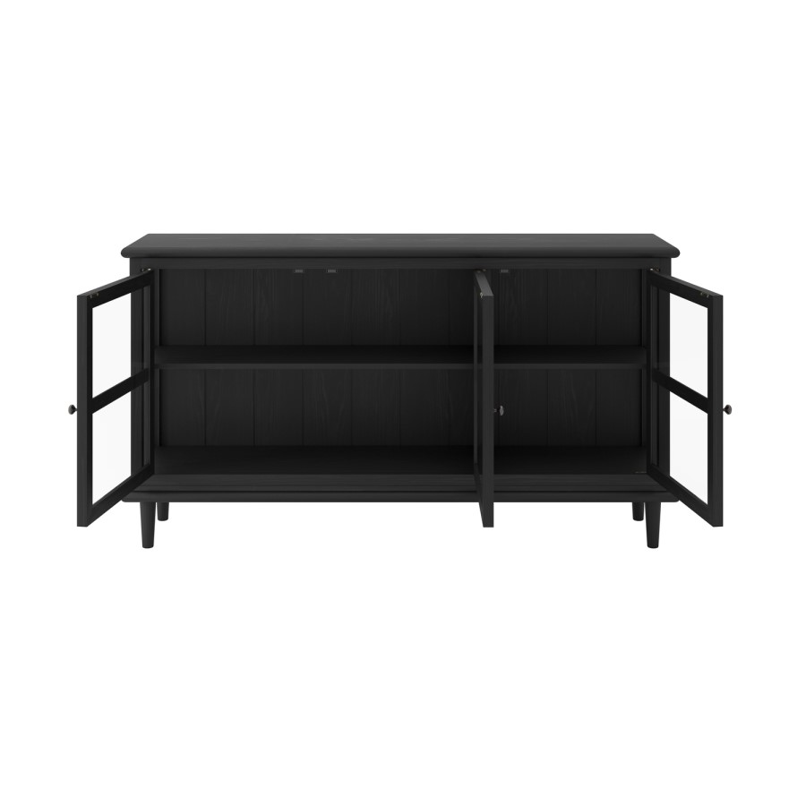 Large Black Sideboard with 3 Glass Doors - Westport