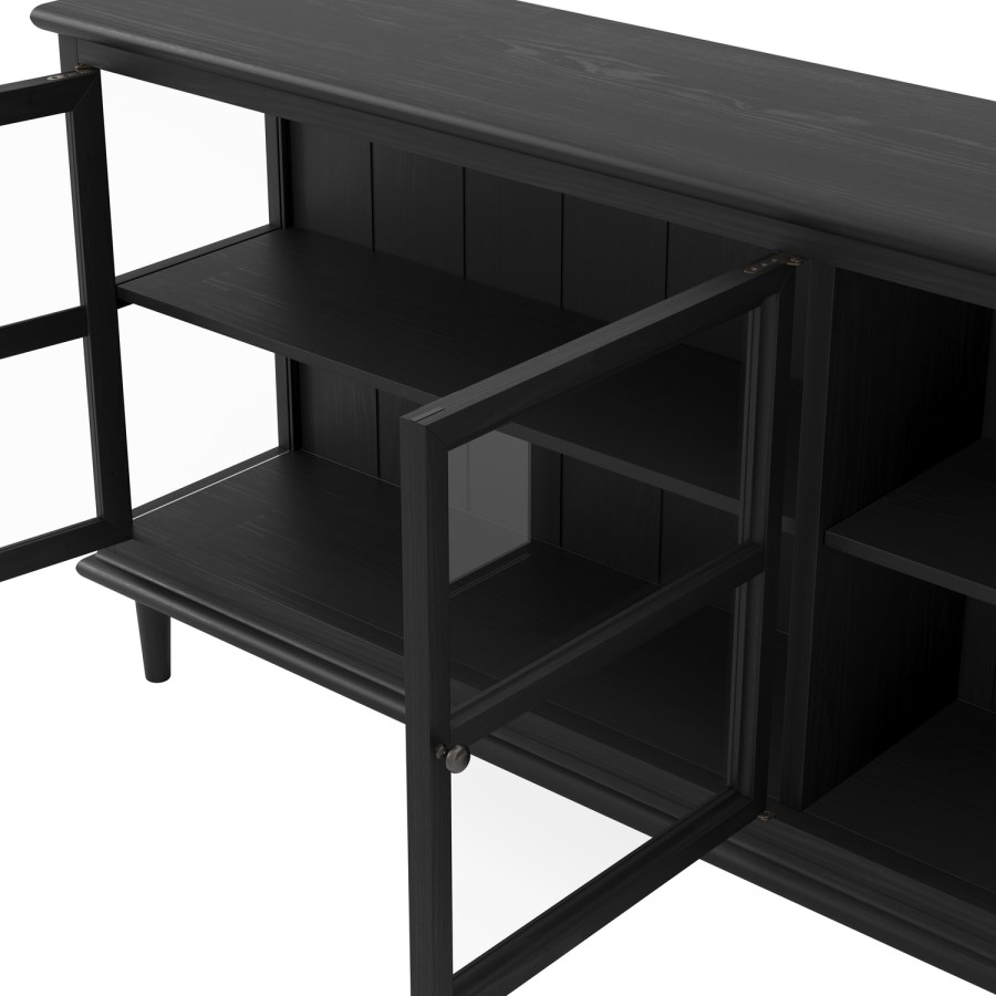 Large Black Sideboard with 3 Glass Doors - Westport