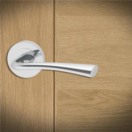 Internal Polished Chrome Lever Fire Door Handle with Latch and Hinges Pack - 75mm Latch - Weser - XL Joinery