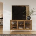 WESSMOSID Large Walnut Sideboard with 3 Glass Doors - Westport