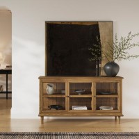 Large Walnut Sideboard with 3 Glass Doors - Westport