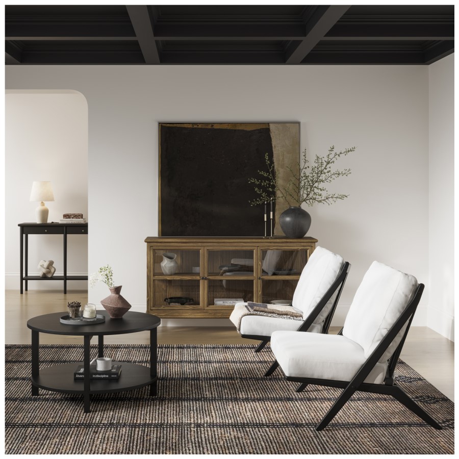 Large Walnut Sideboard with 3 Glass Doors - Westport