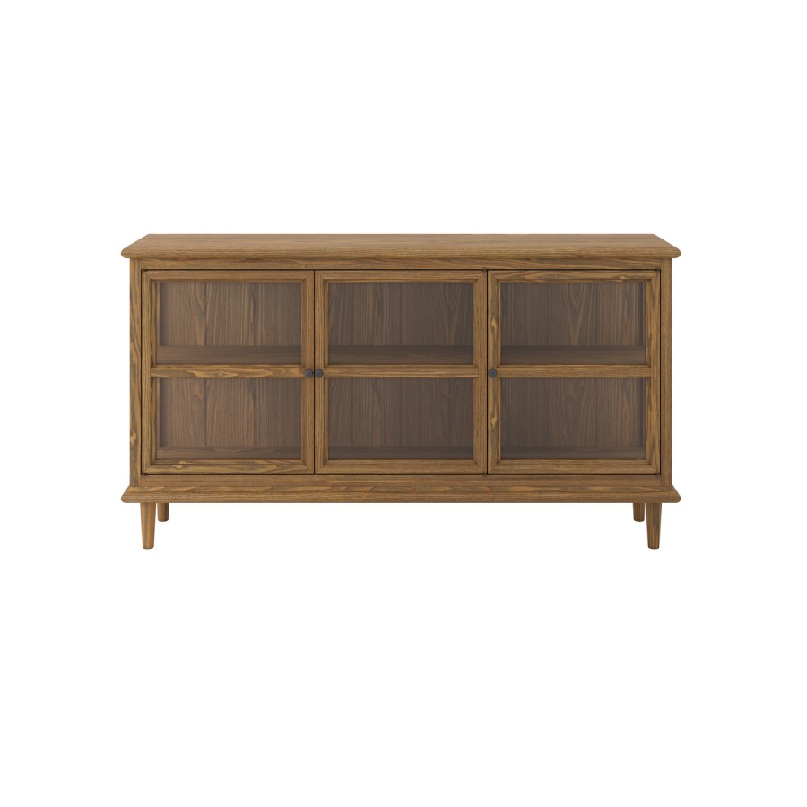 Large Walnut Sideboard with 3 Glass Doors - Westport