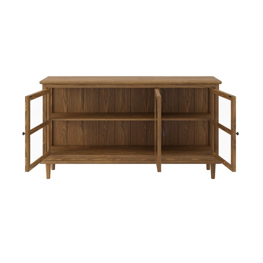 Large Walnut Sideboard with 3 Glass Doors - Westport