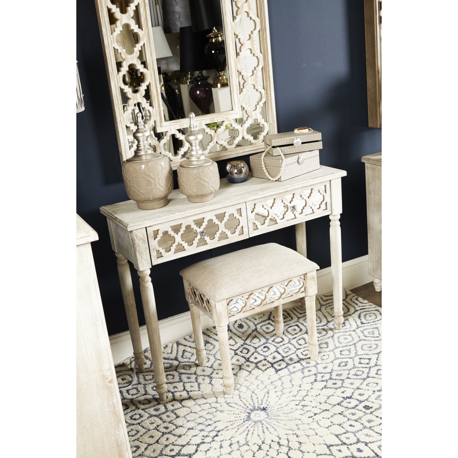 Aurora Boutique Miami Beach Mirrored Ash Wood 2 Drawer Dressing Table