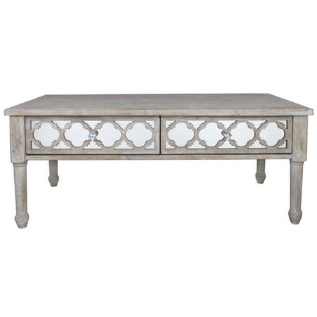 Aurora Boutique Mirrored Wood Ash Miami Beach Coffee Table