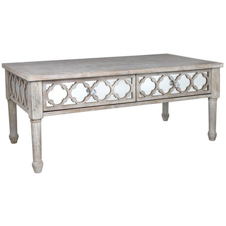Aurora Boutique Mirrored Wood Ash Miami Beach Coffee Table
