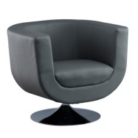 World Furniture Havana Faux Leather Swivel Chair in Grey  