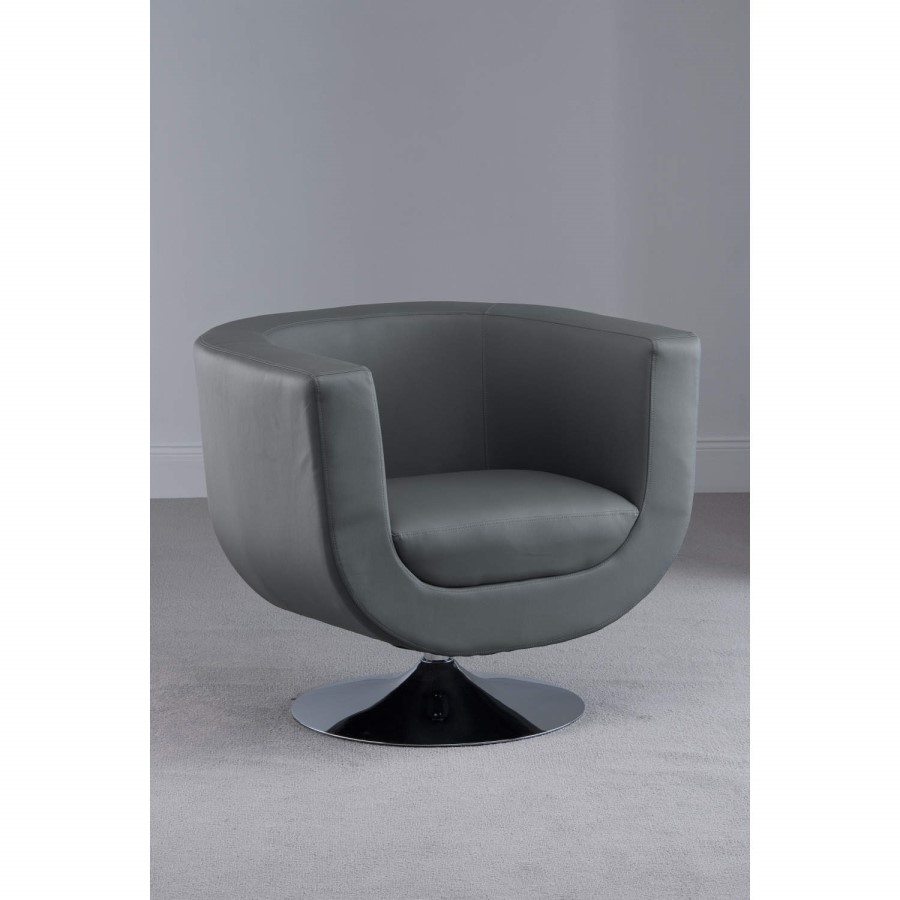 World Furniture Havana Faux Leather Swivel Chair in Grey  